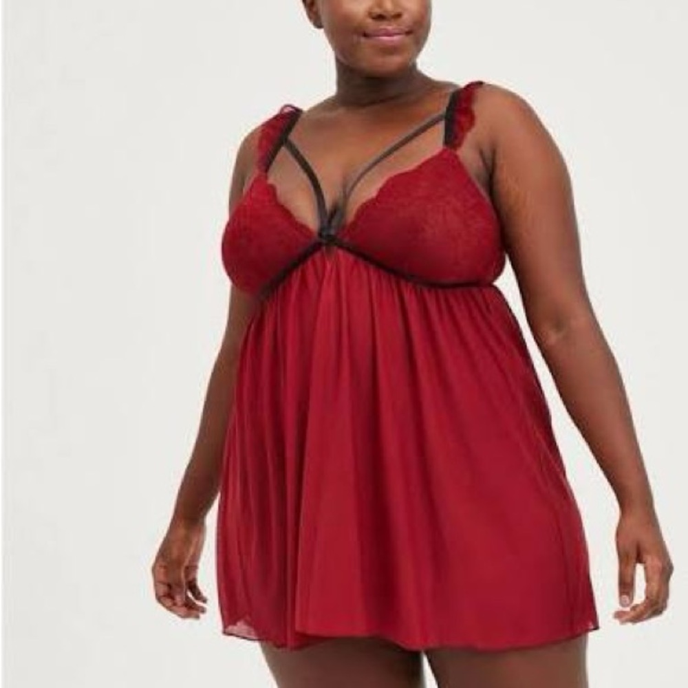 Torrid Maroon Chic Lace Chemise BabyDoll Lingere